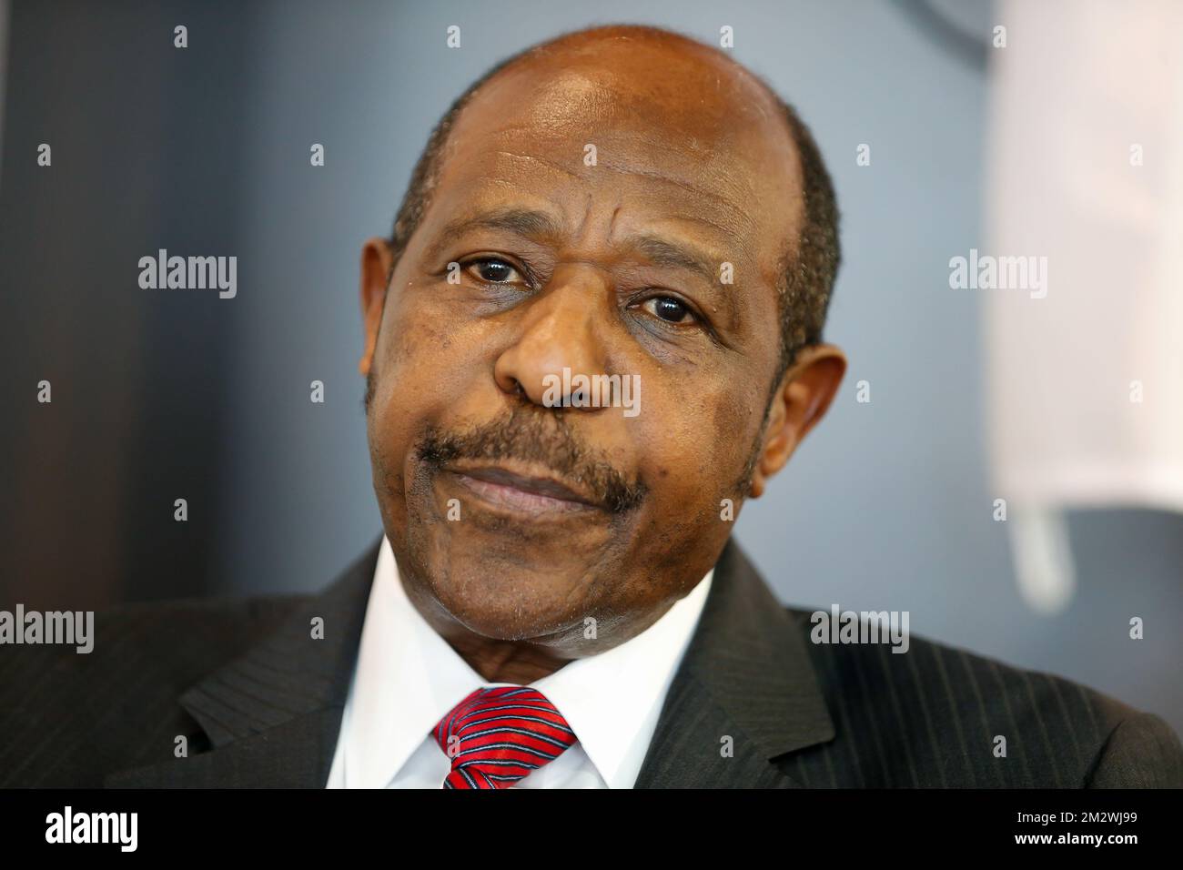 MRCD-UBUMWE chairman Paul Rusesabagina pictured during a press conference of the political platform MRCD-UBUMWE and the political party RDI-EWANDA RWIZA, concerning the political and security situation in Rwanda, in Brussels, Tuesday 18 June 2019. BELGA PHOTO NICOLAS MAETERLINCK Stock Photo