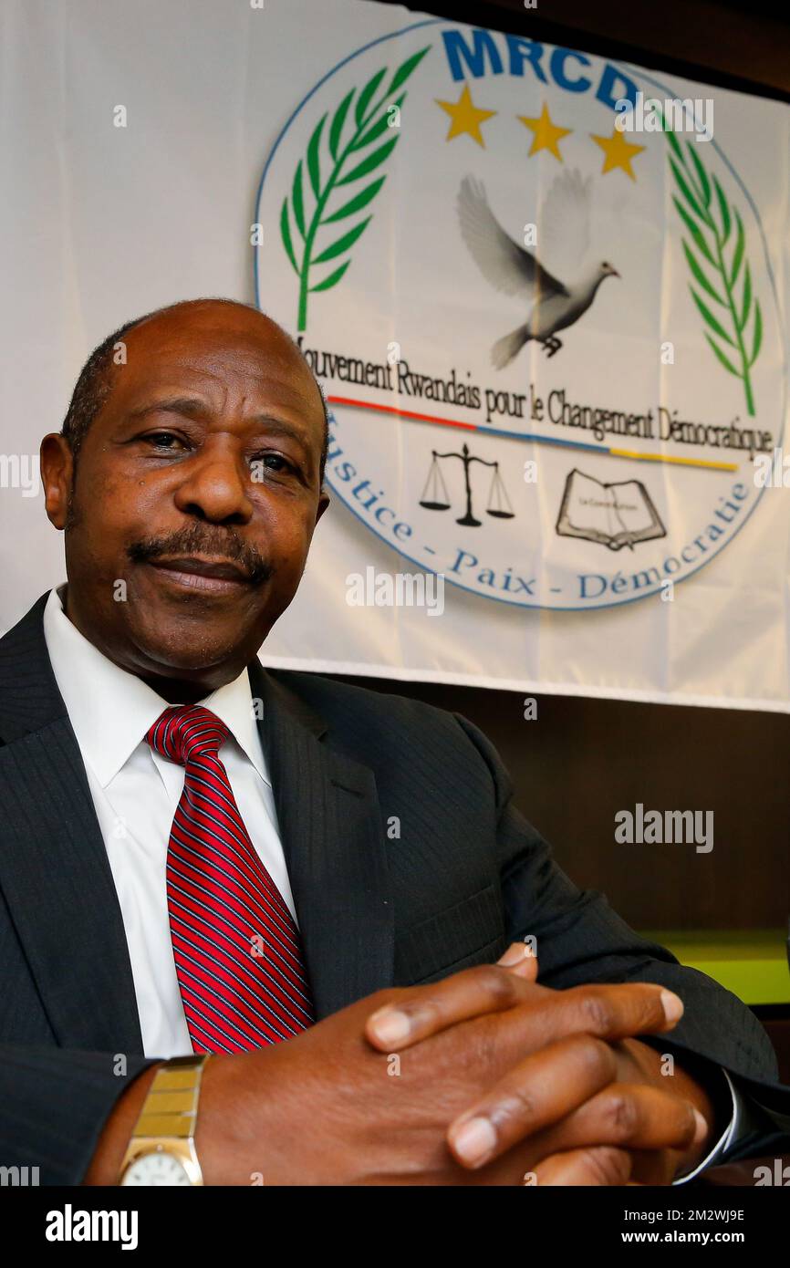 MRCD-UBUMWE chairman Paul Rusesabagina poses for the photographer during a press conference of the political platform MRCD-UBUMWE and the political party RDI-EWANDA RWIZA, concerning the political and security situation in Rwanda, in Brussels, Tuesday 18 June 2019. BELGA PHOTO NICOLAS MAETERLINCK Stock Photo