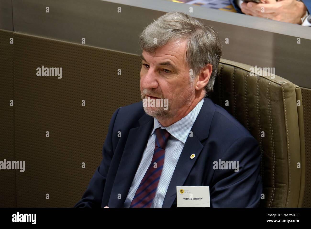 N-VA's Wilfried Vandaele pictured during the oath taking ceremony at the Flemish Parliament in Brussels, Tuesday 18 June 2019. BELGA PHOTO NICOLAS MAETERLINCK Stock Photo
