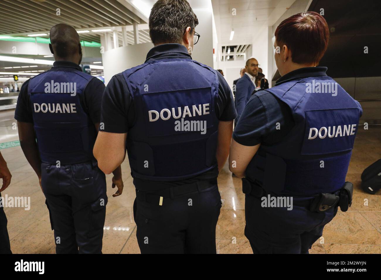 Illustration picture shows controls during the opening of a new customs ...