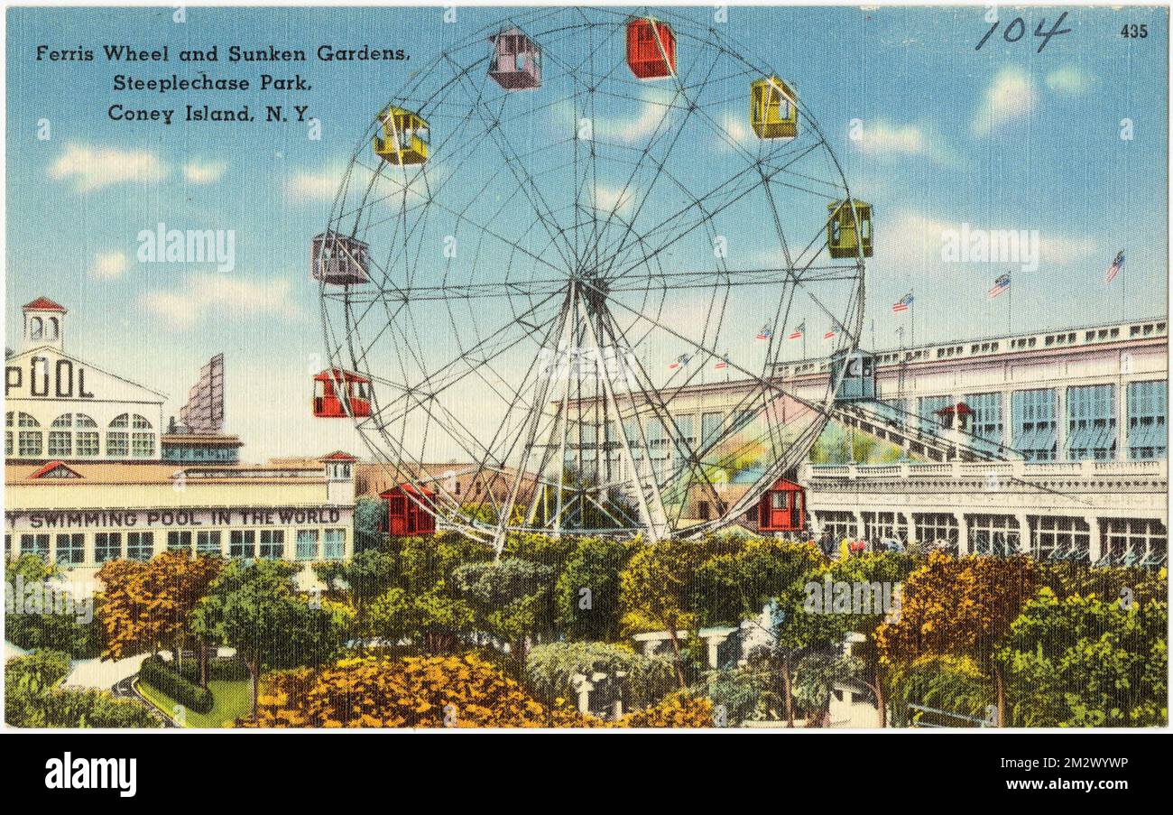 The Flopper Ride Ferris wheel and sunken gardens, Steeplechase Park, Coney Island, N. Y ...