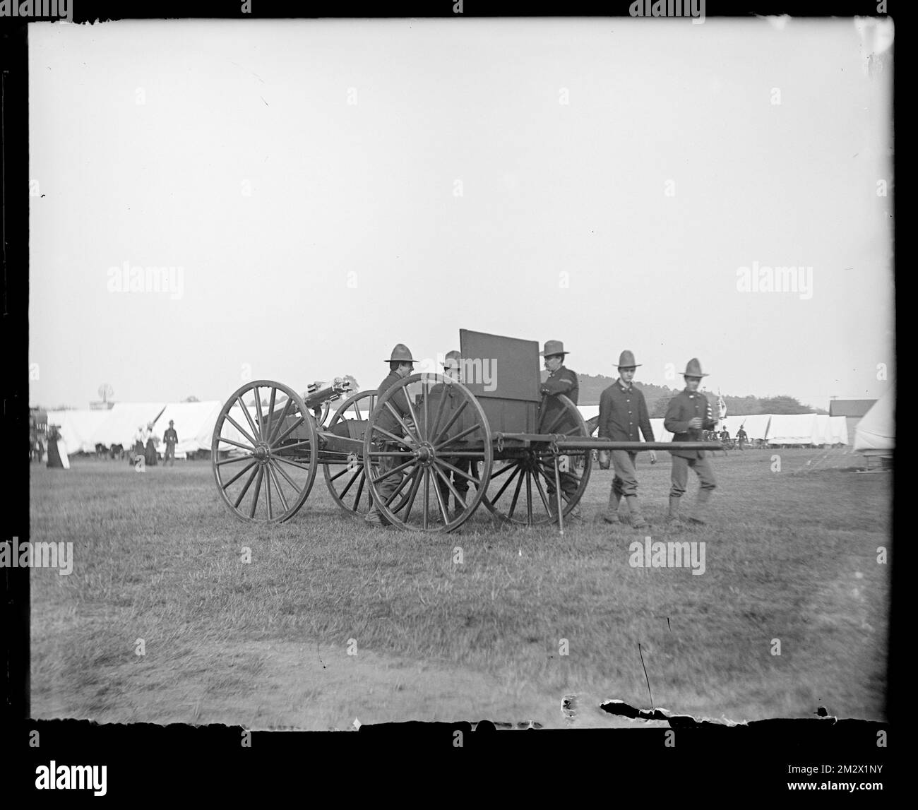 Field gun and men , Military personnel. Hingham Public Library Glass ...