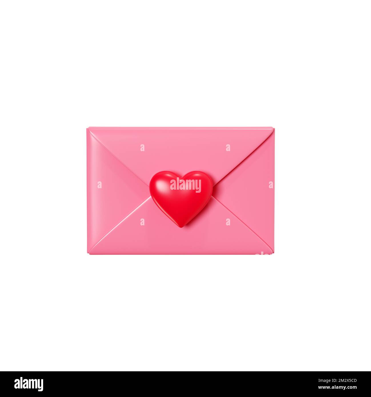 Love letter 3d render - closed pink envelope with red heart decoration ...