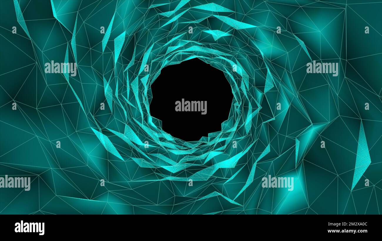 Futuristic tunnel. Sky blue neon background. Space technology Stock Photo