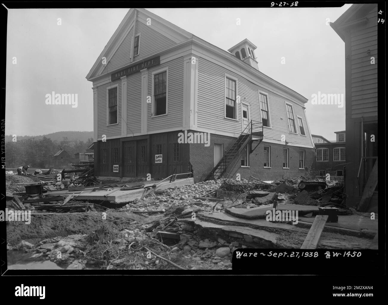 Fire station, front of west side, Ware, Mass., Sep 27, 1938 Corner of