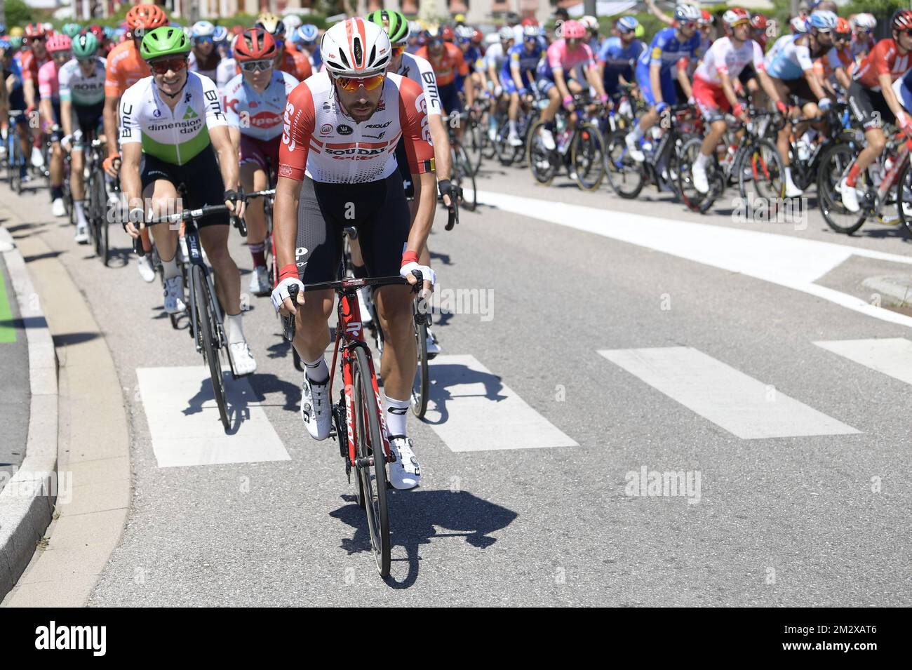Belgian Thomas De Gendt of Lotto Soudal rides during the fifth stage of the 106th edition of the Tour de France cycling race, 175,5 km from Saint-Die-des-Vosges to Colmar, Wednesday 10 July 2019. This year's Tour de France starts in Brussels and takes place from July 6th to July 28th. BELGA PHOTO YORICK JANSENS  Stock Photo