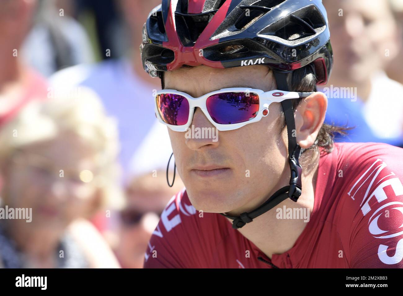 British Geraint Thomas of Team Ineos pictured before the start of the fifth stage of the 106th edition of the Tour de France cycling race, 175,5 km from Saint-Die-des-Vosges to Colmar, Wednesday 10 July 2019. This year's Tour de France starts in Brussels and takes place from July 6th to July 28th. BELGA PHOTO YORICK JANSENS Stock Photo