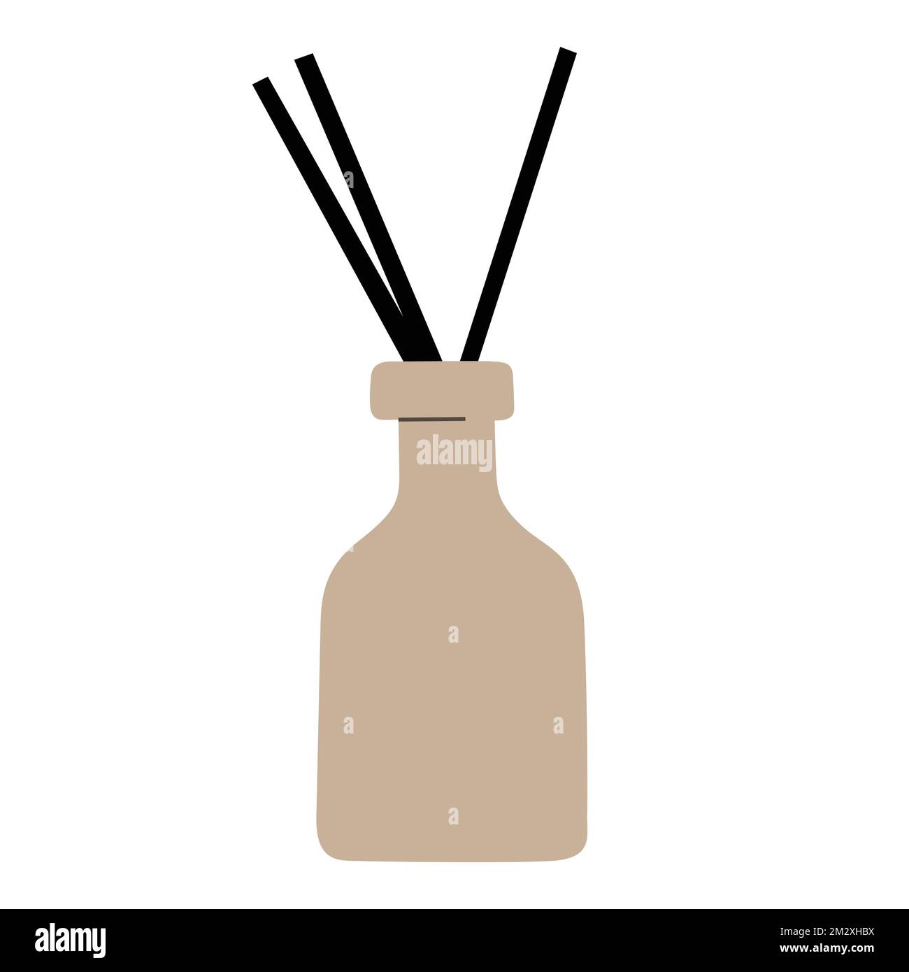 Wooden aroma sticks in a ceramic vase, home aromatherapy. Vector