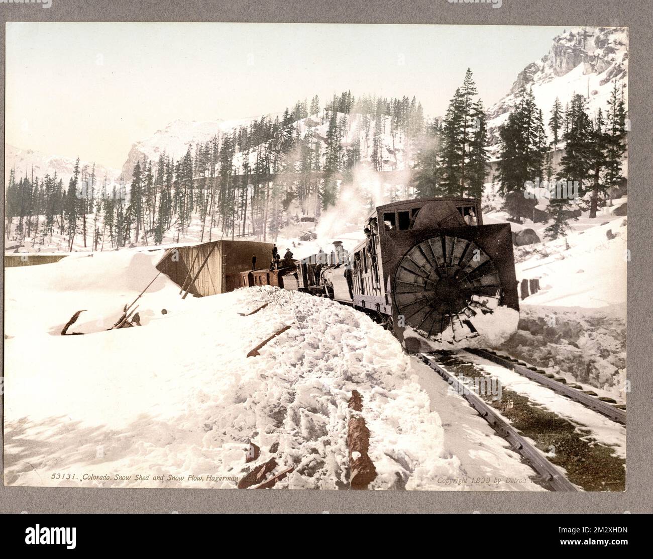 USA Colorado, snow plow, plough, shed, Colorado, steam engine