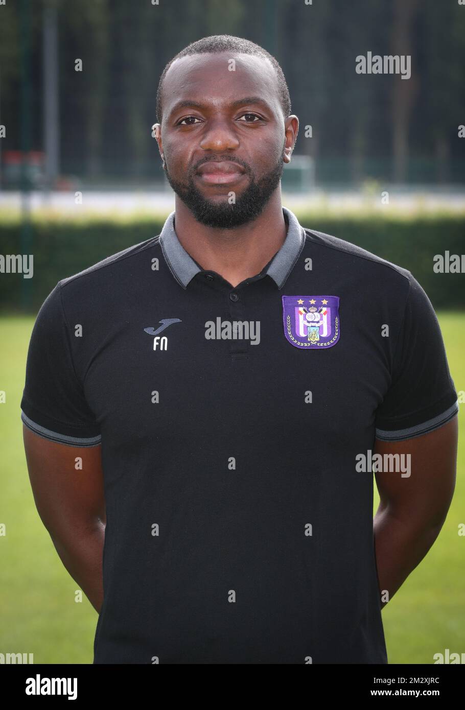 Anderlecht's assistant coach Floribert Ngalula poses for the photographer, at the 2019-2020 photoshoot of Belgian Jupiler Pro League club Royal Sporting Club Anderlecht, Thursday 18 July 2019 in Anderlecht. BELGA PHOTO VIRGINIE LEFOUR Stock Photo