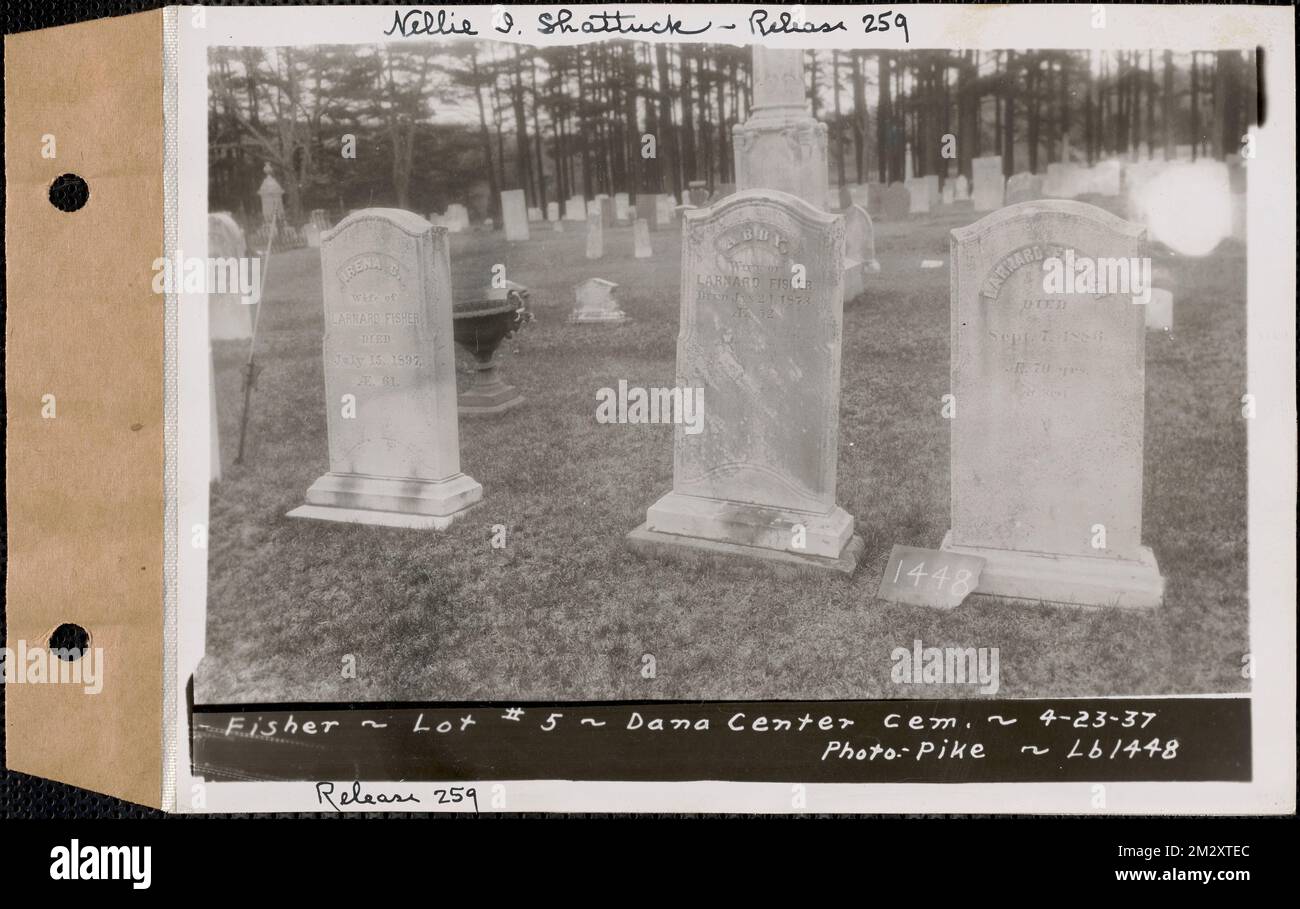 Fisher, Dana Center Cemetery, lot 5, Dana, Mass., Apr. 23, 1937