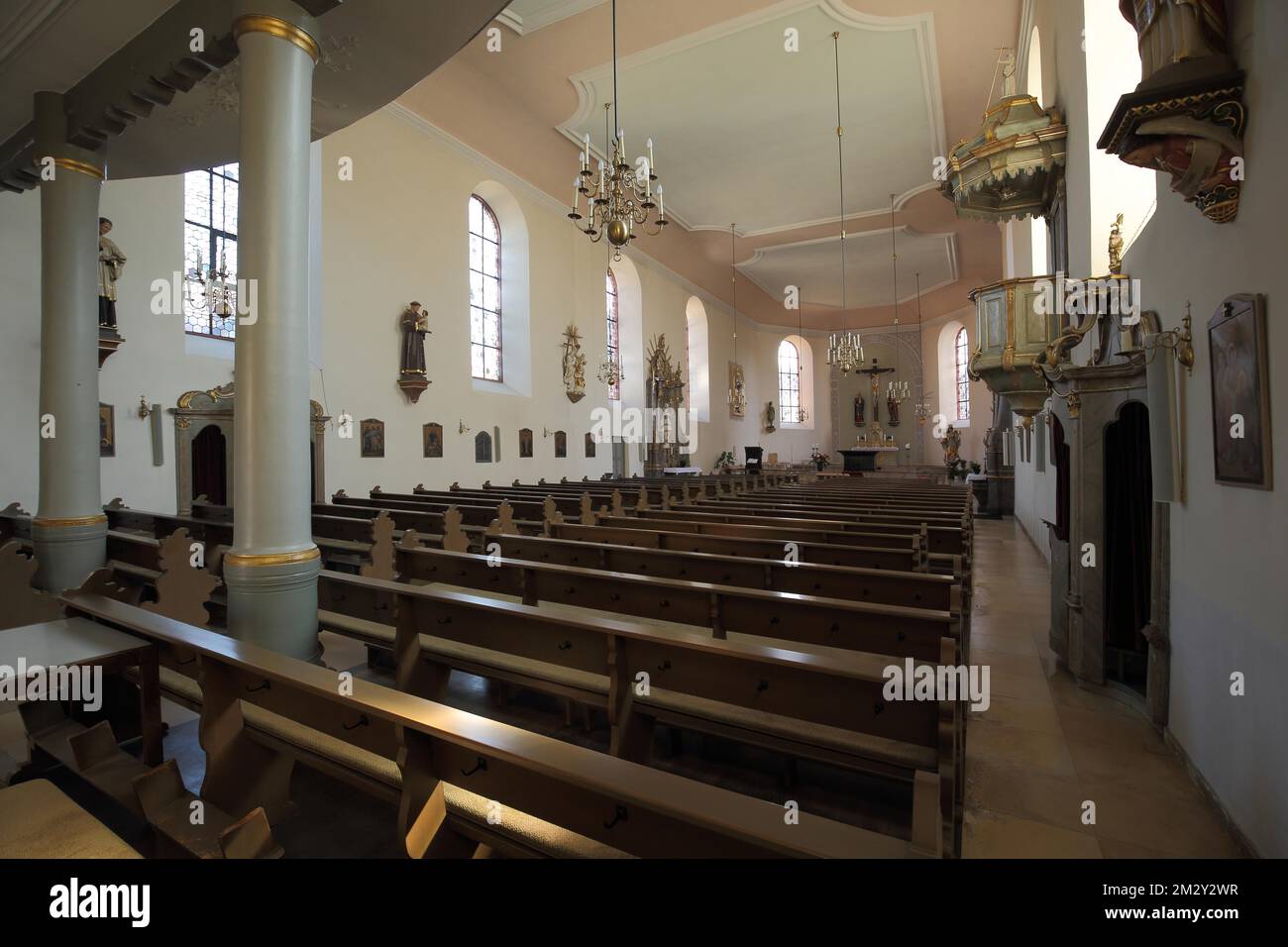 Interior view of St. Pankratius Church, Schwalbach, Taunus, Hesse, Germany Stock Photo
