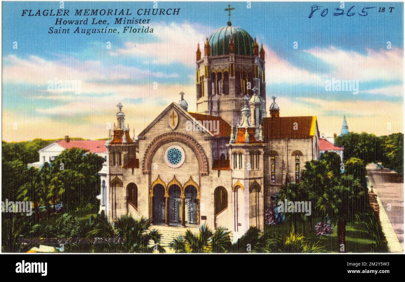 Flagler Memorial Church, Howard Lee, Minister, Saint Augustine, Florida , Churches, Tichnor Brothers Collection, postcards of the United States Stock Photo