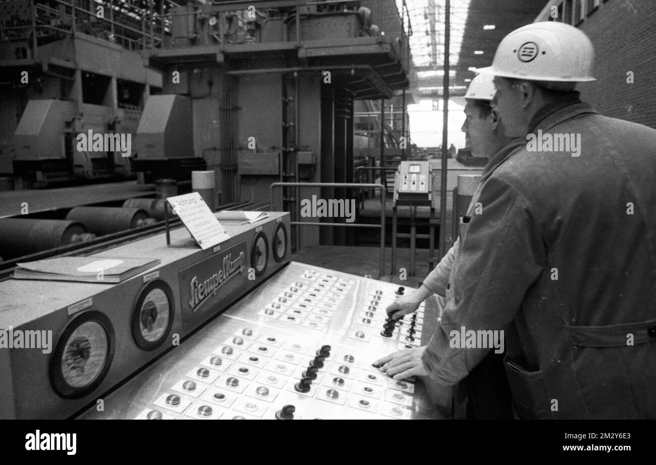 The Thyssen pipe mill, here in Duisburg in 1968, produced large pipes