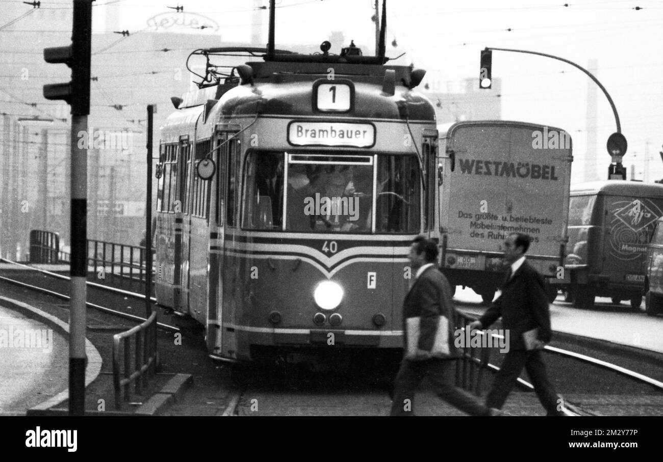 Urban transport in 1968 in the city of Dortmund, Germany Stock Photo