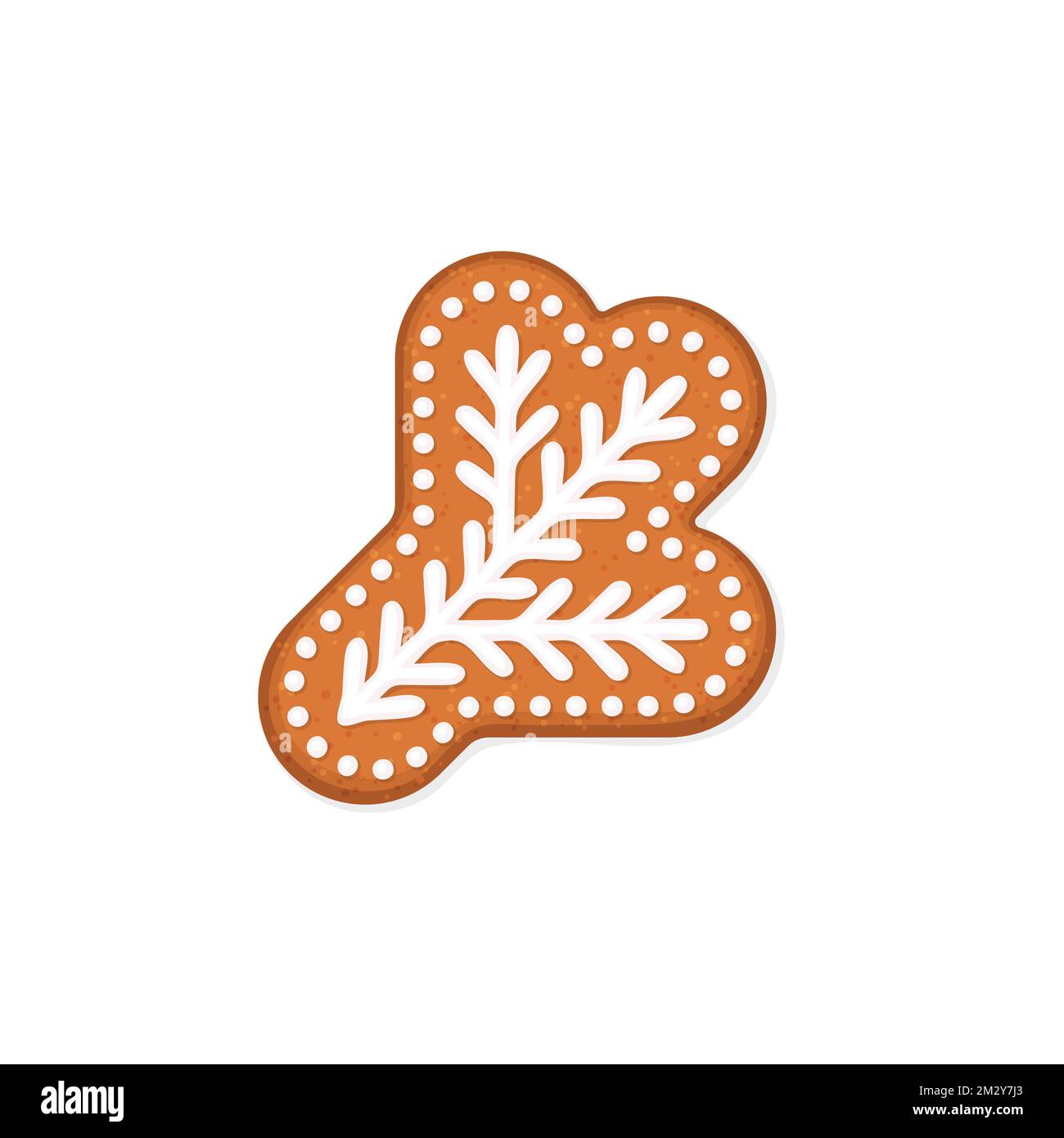 Fir branch shaped Christmas gingerbread cookie  Stock Vector