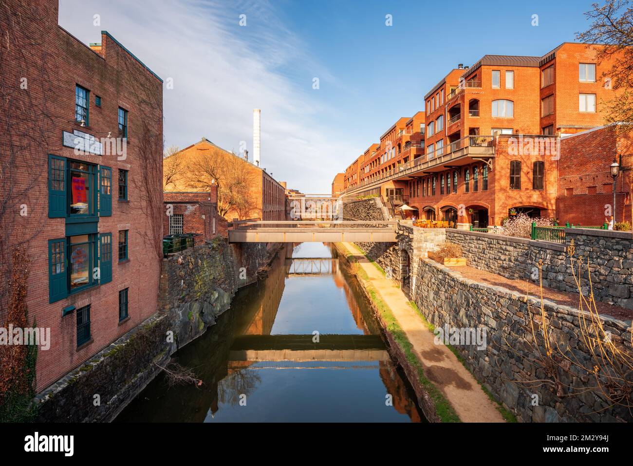 Washington DC, USA historic old brick warehouses and canals