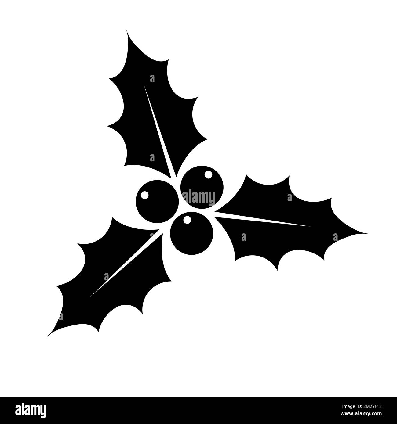 Vector flat black Christmas holly berry isolated on white background ...