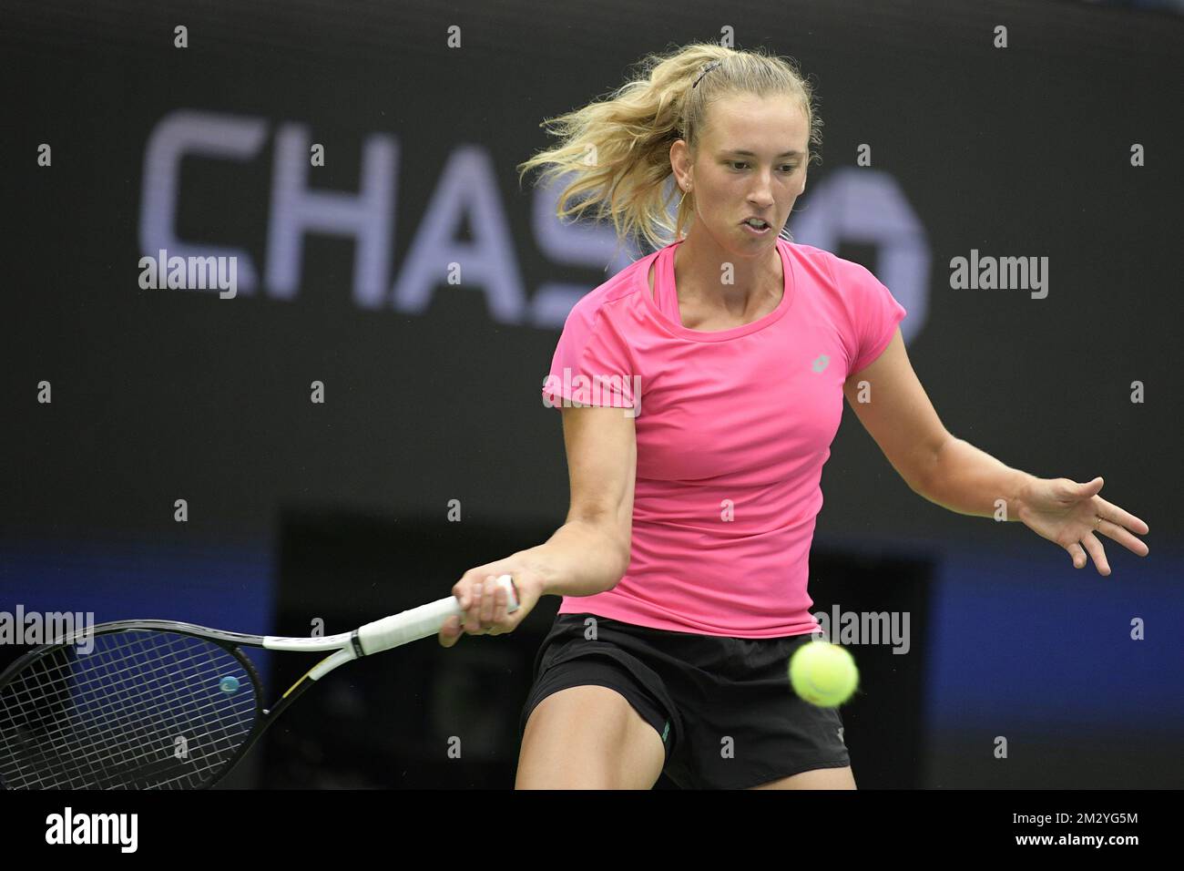 Belgian Elise Mertens pictured in action during a training practise