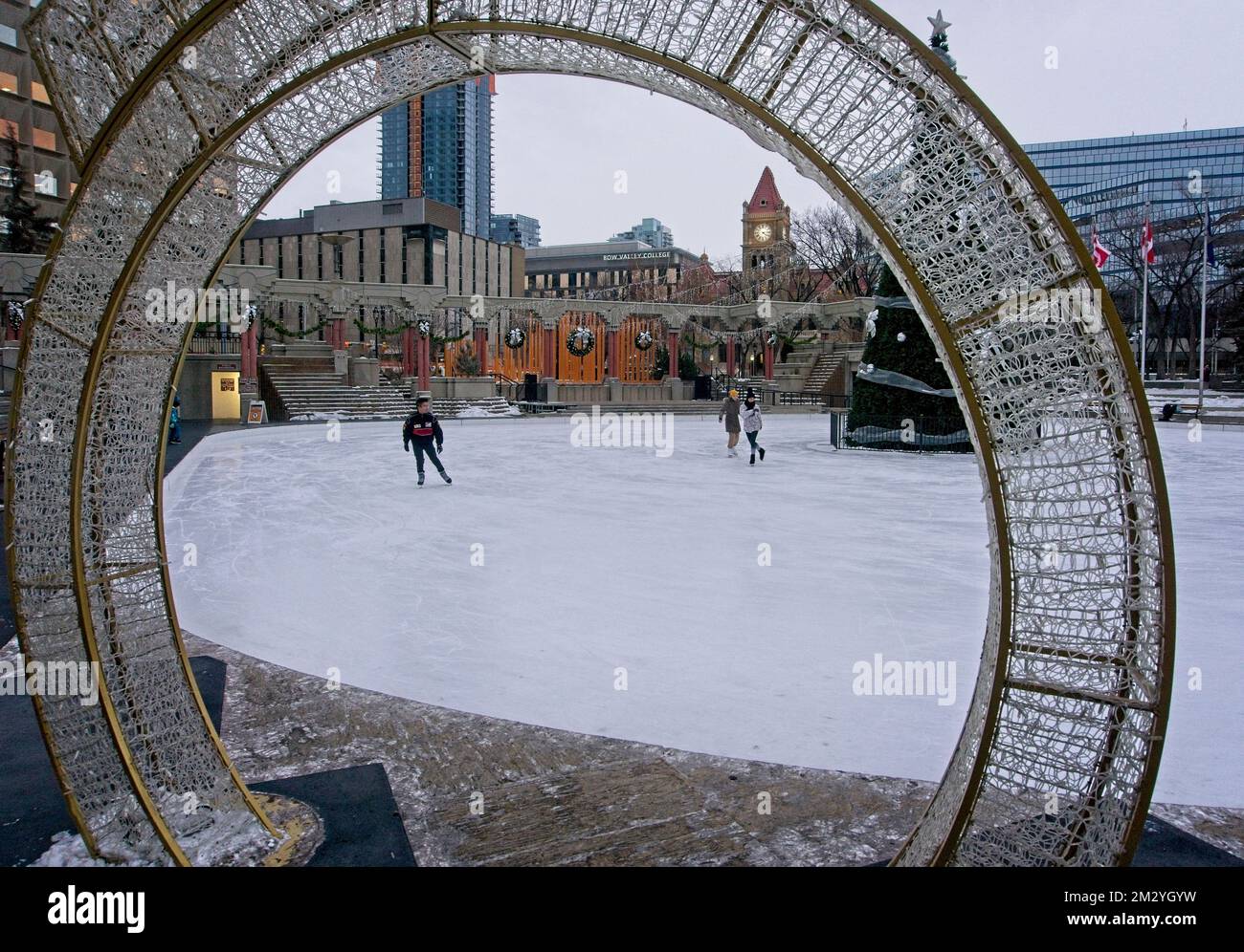 ice skating Olympic Plaza Calgary Stock Photo Alamy