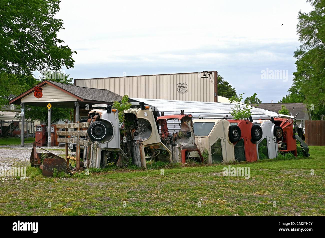 Buried VW Rabbits at Henry's Rabbit Ranch, Staunton, Illinois, United States of America Stock Photo