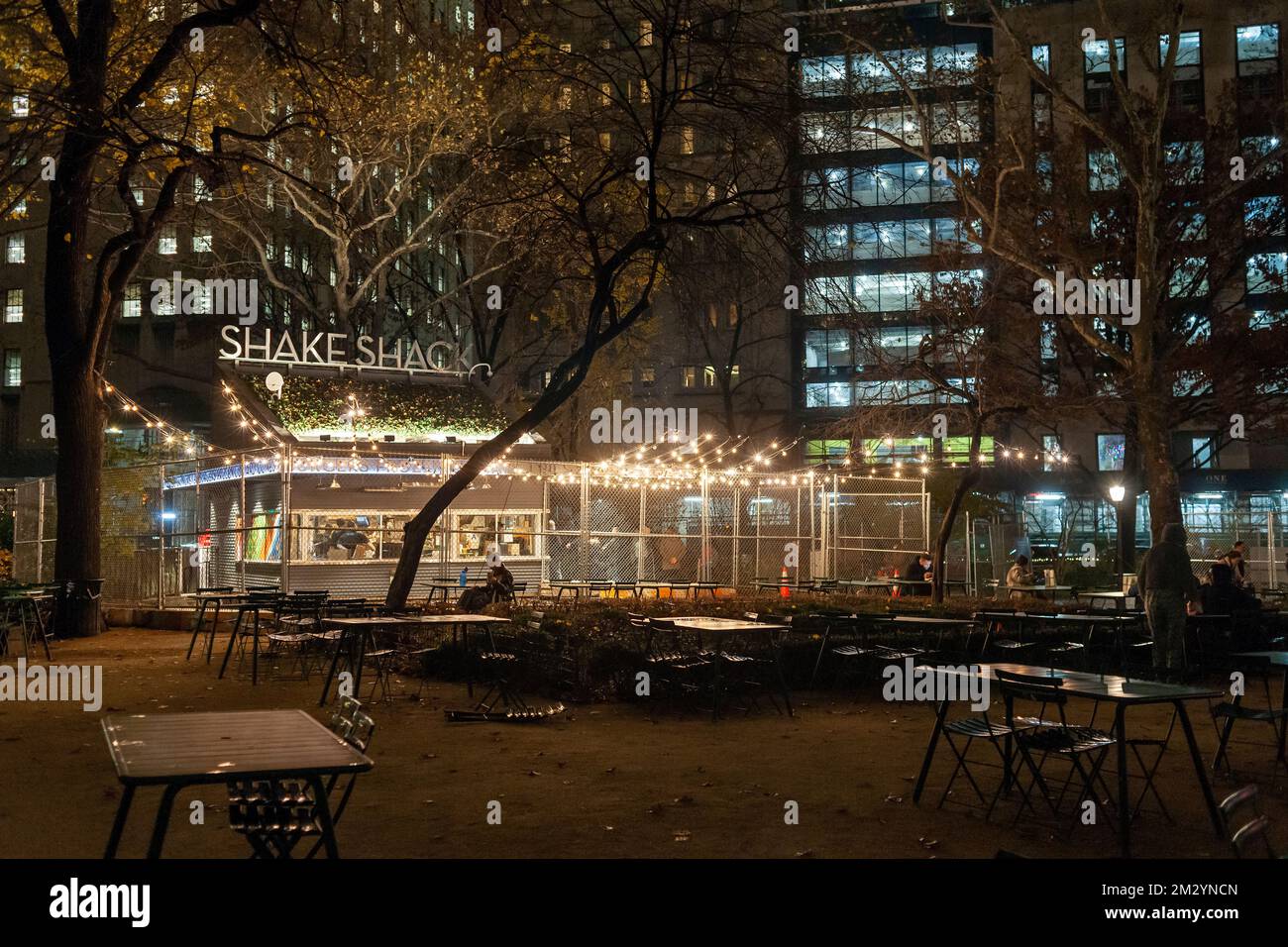 The Shake Shack in Madison Square Park in New York amidst park