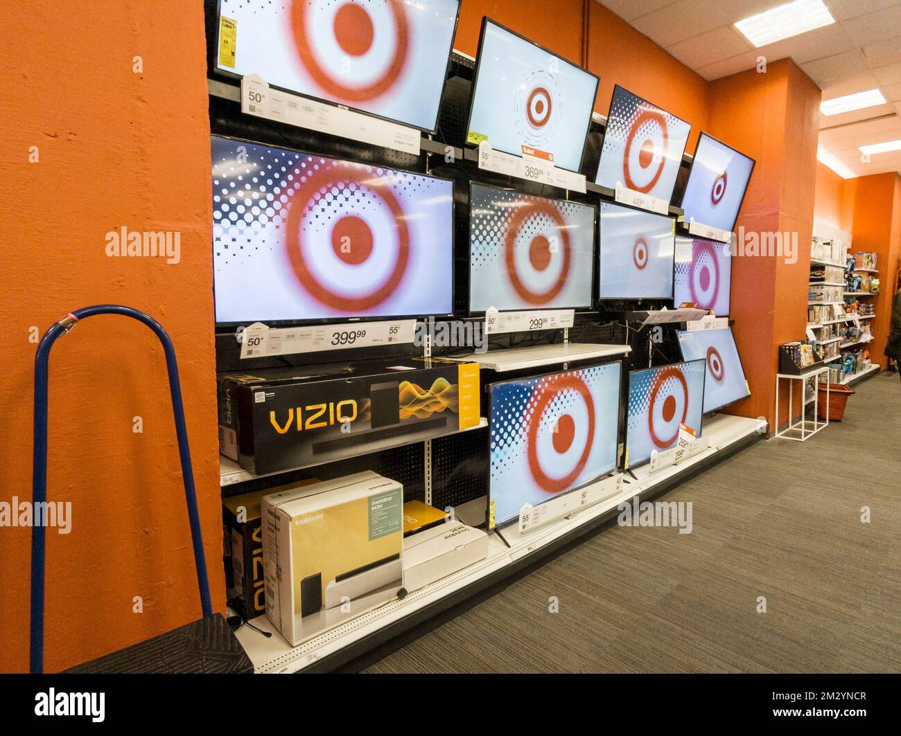 Flat screen television display in a Target store in New York on Tuesday