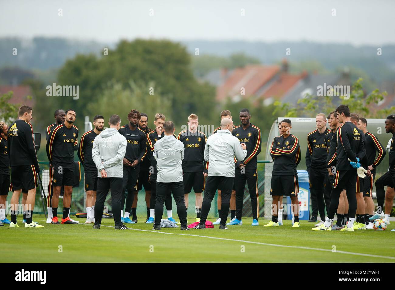 Belgium's players pictured during a training session of Belgian national team the Red Devils in Tubize, Wednesday 04 September 2019. The team is preparing for two Euro 2020 qualifiers, against San Marino on Friday and Scotland next Tuesday. BELGA PHOTO BRUNO FAHY Stock Photo