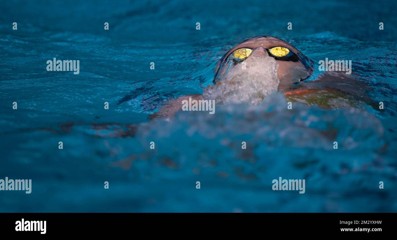 Caroline Pilhatsch of Austria competes in the 4x50m Medley Relay Mixed Heats during the FINA Swimming Short Course World Championships at the Melbourn Stock Photo