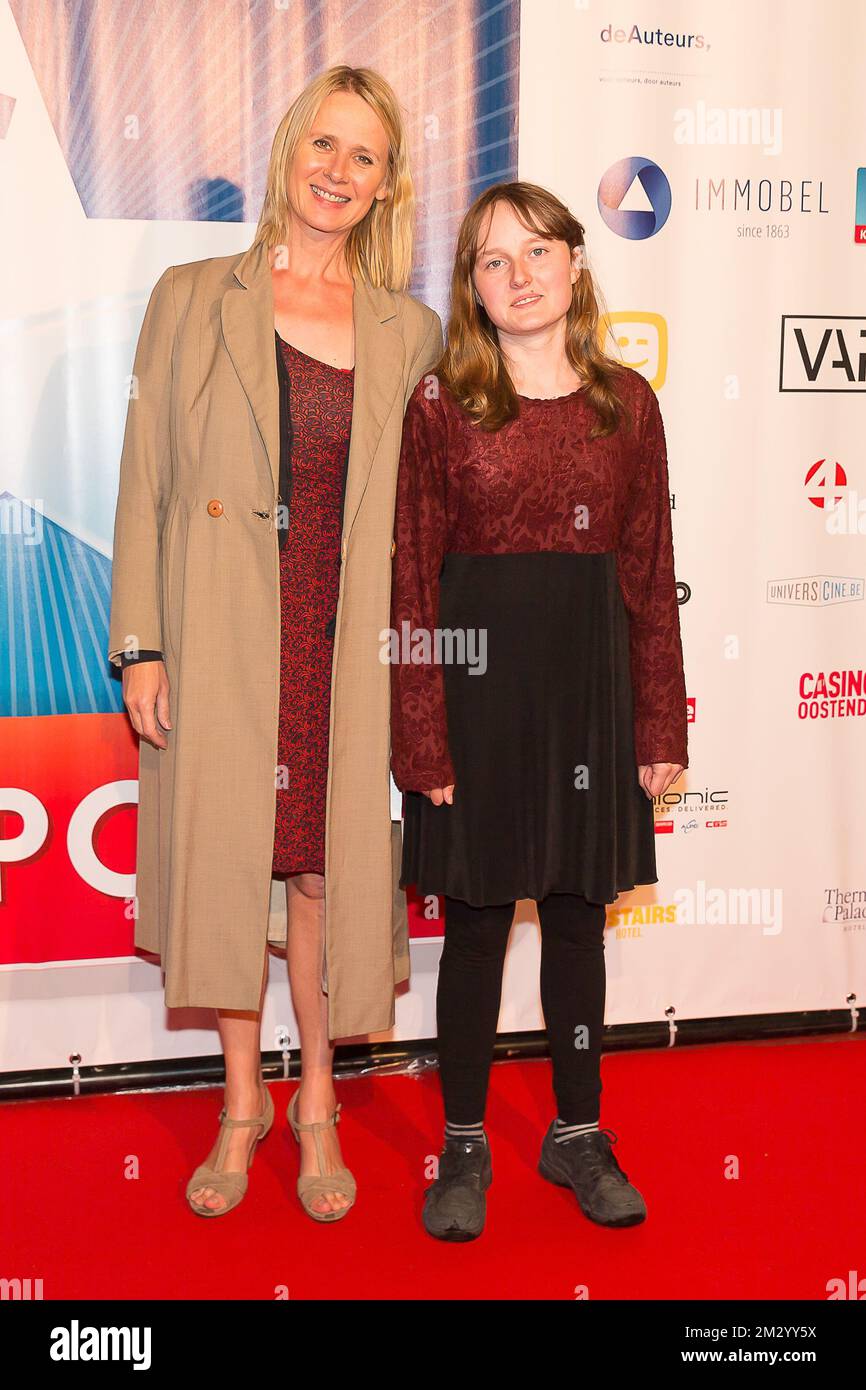 actress Hilde Heijnen with her daughter Lucca pictured during the opening night of the 13th edition of the Oostende Film festival, Friday 06 September 2019. BELGA PHOTO JAMES ARTHUR GEKIERE Stock Photo