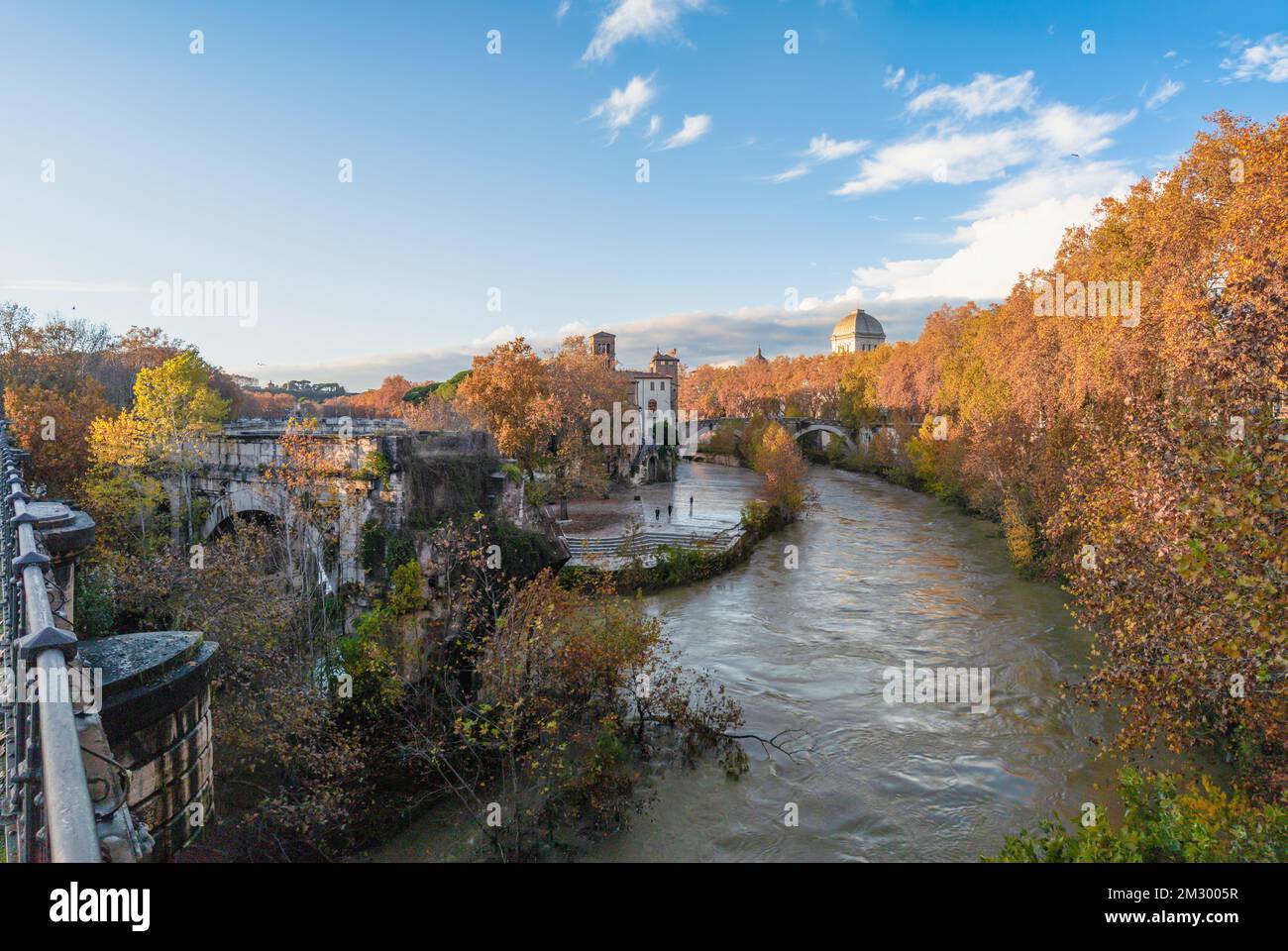 Rome (Italy) - The Tiber river and the monumental Lungotevere street in ...