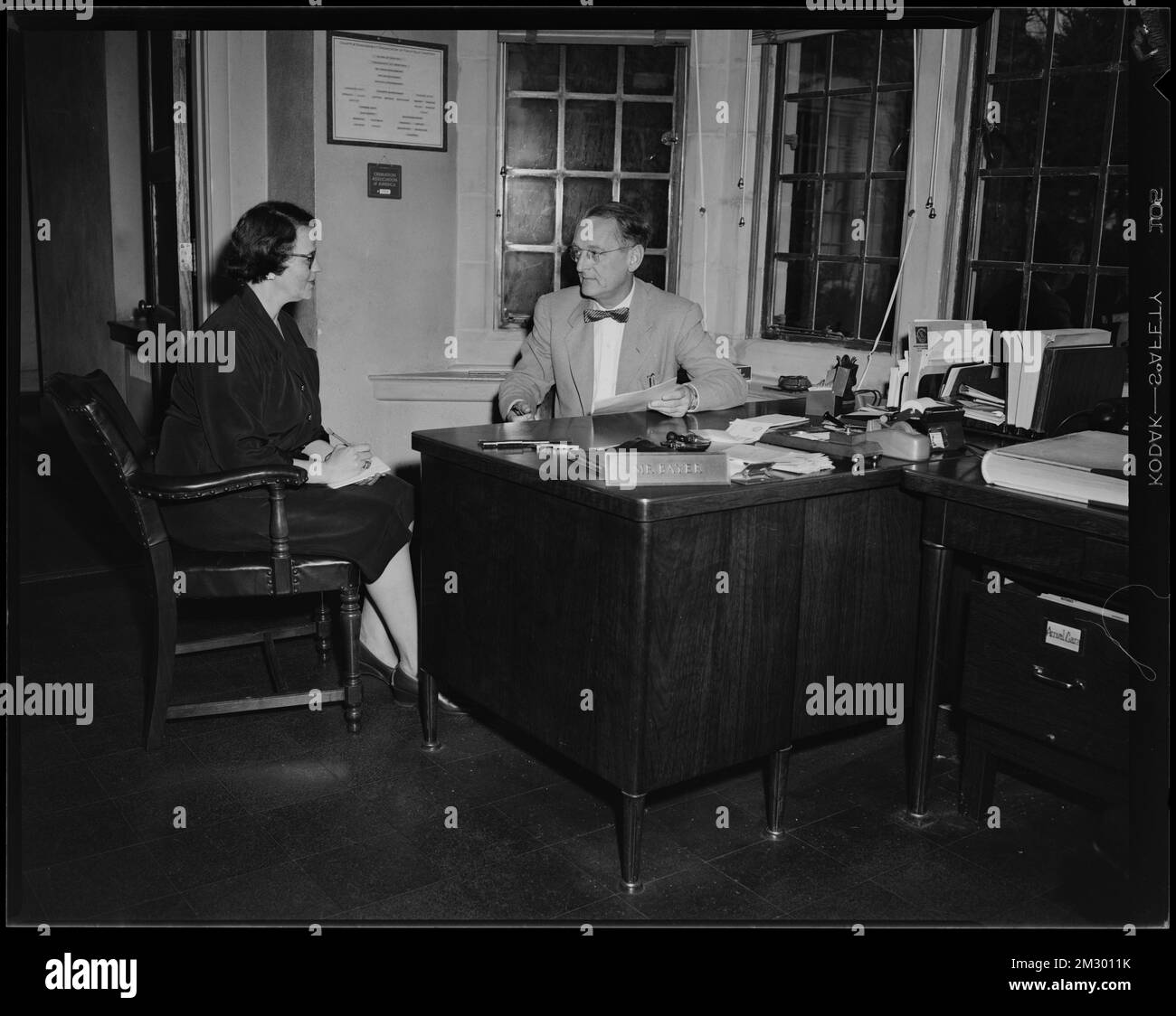 Forest Hills Cemetery Crematory. Mr. Stanley G. Bayer, Miss Zelma M. Slater , Offices, Office workers, Forest Hills Cemetery Boston, Mass..  Leon Abdalian Collection Stock Photo