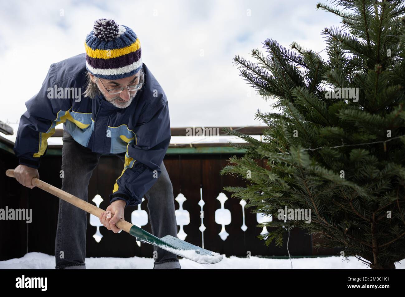 Installation of a christmas tree hires stock photography and images