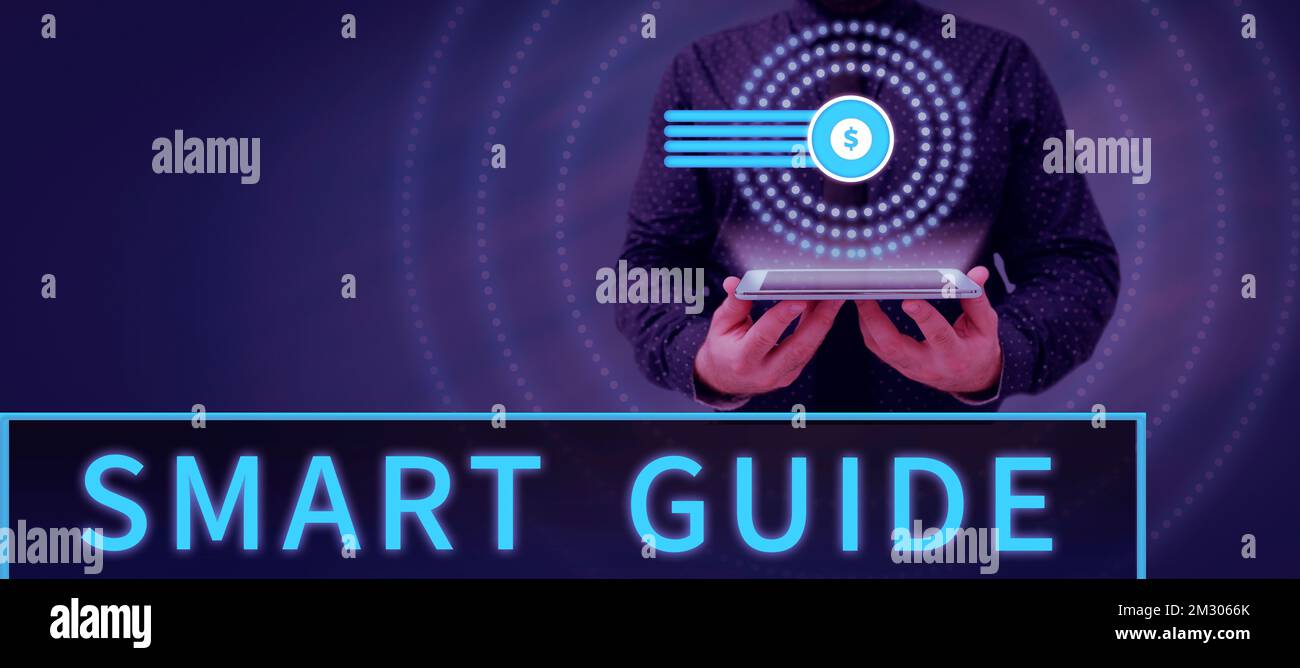 Text caption presenting Smart Guide. Business concept used to guide the ...