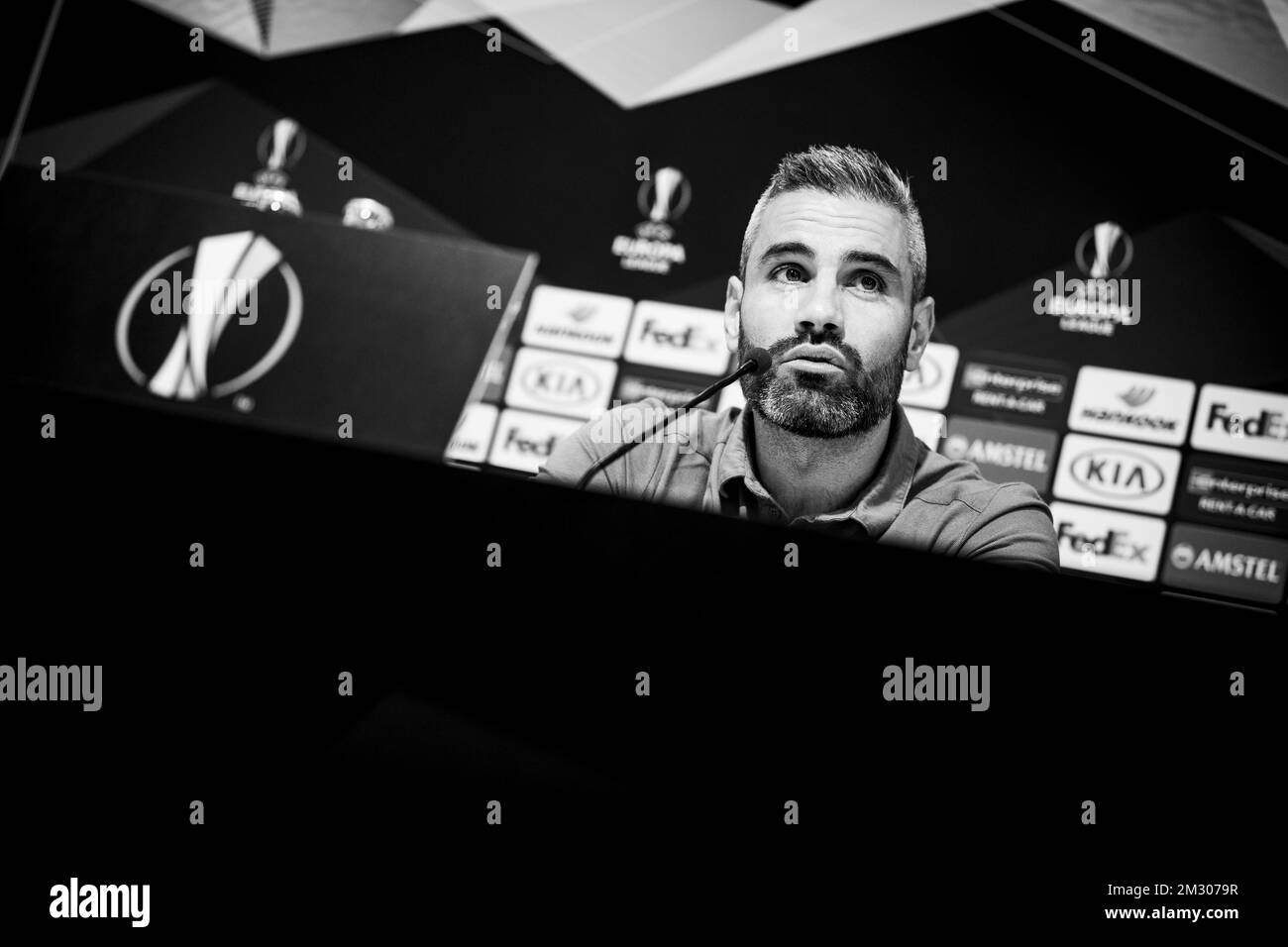 Saint-Etienne's Loic Perrin pictured during a press conference of French team AS Saint-Etienne, Wednesday 18 September 2019 in Gent. Tomorrow Saint-Etienne will meet Belgian soccer club KAA Gent in the group stage of the UEFA Europa League. BELGA PHOTO JASPER JACOBS Stock Photo
