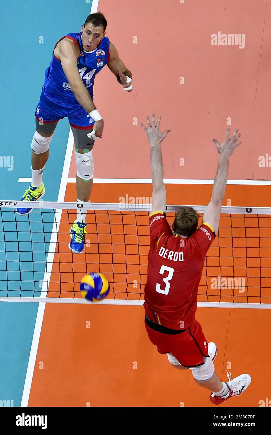 Serbia's Aleksandar Atanasijevic and Belgium's Sam Deroo pictured