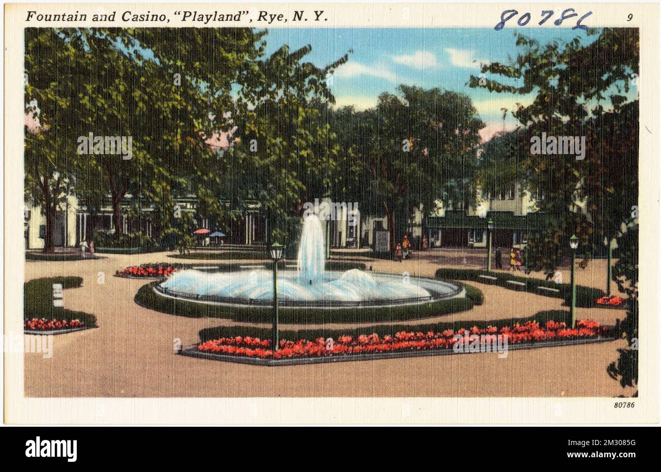 Fountain and casino, 'Playland', Rye, N. Y. , Amusement parks, Tichnor Brothers Collection, postcards of the United States Stock Photo