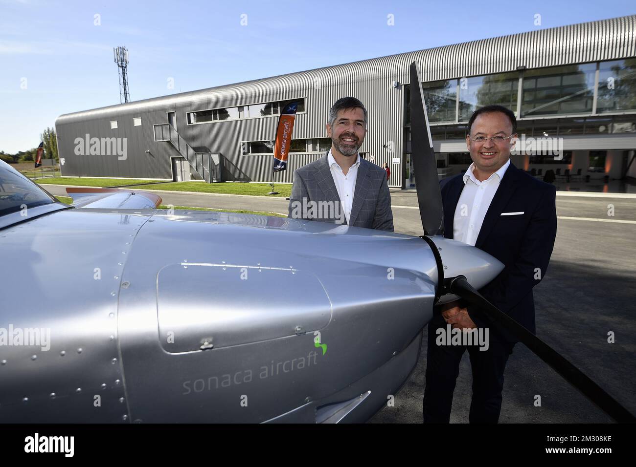 Sonaca CEO's Harold Van Der Straten and sonaca CCO's Pierre Van Wetter ...