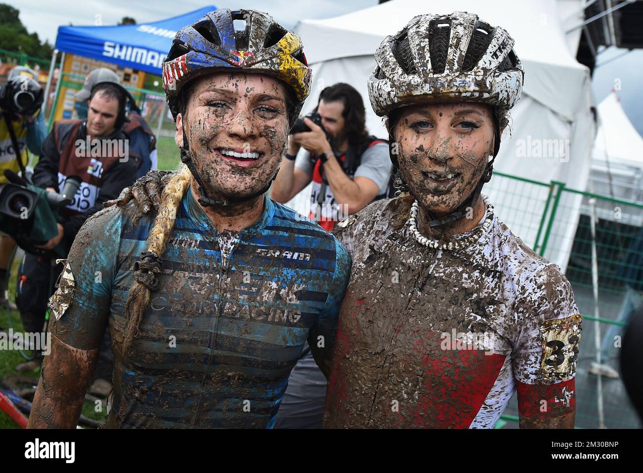 British Evie Richards and Swiss Jolanda Neff pictured after the women