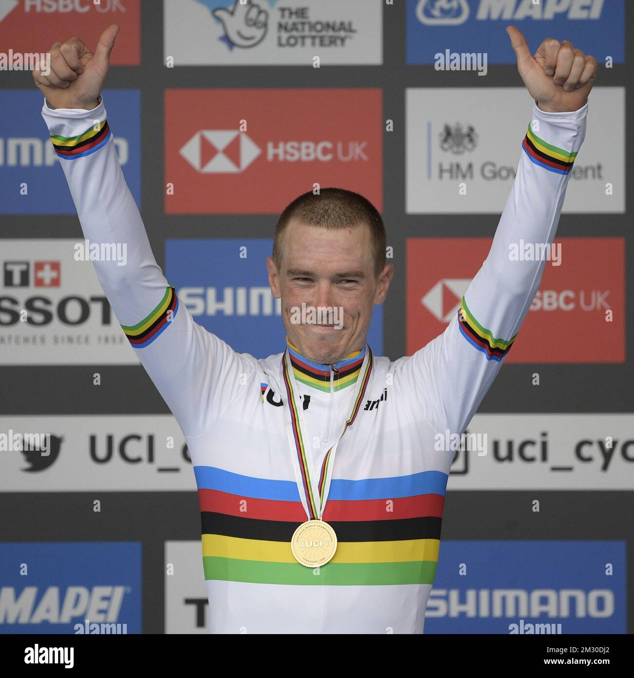 Uci Rohan Australian Rohan Dennis of Bahrain-Merida , winner of the gold medal ...