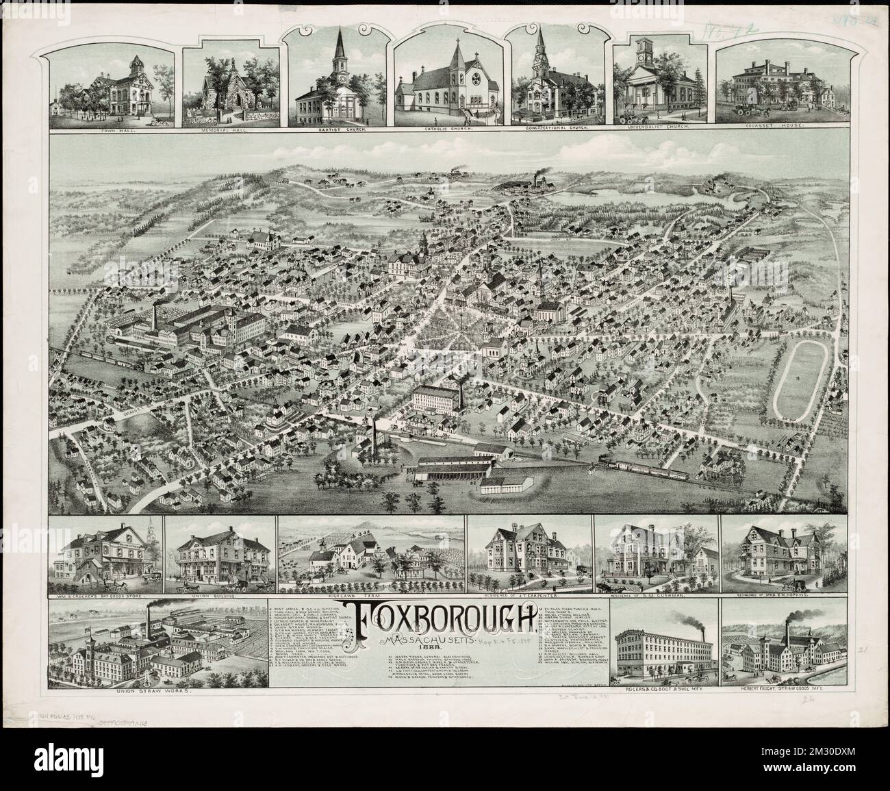 Foxborough, Massachusetts 1888 , Foxboro Mass., Aerial views