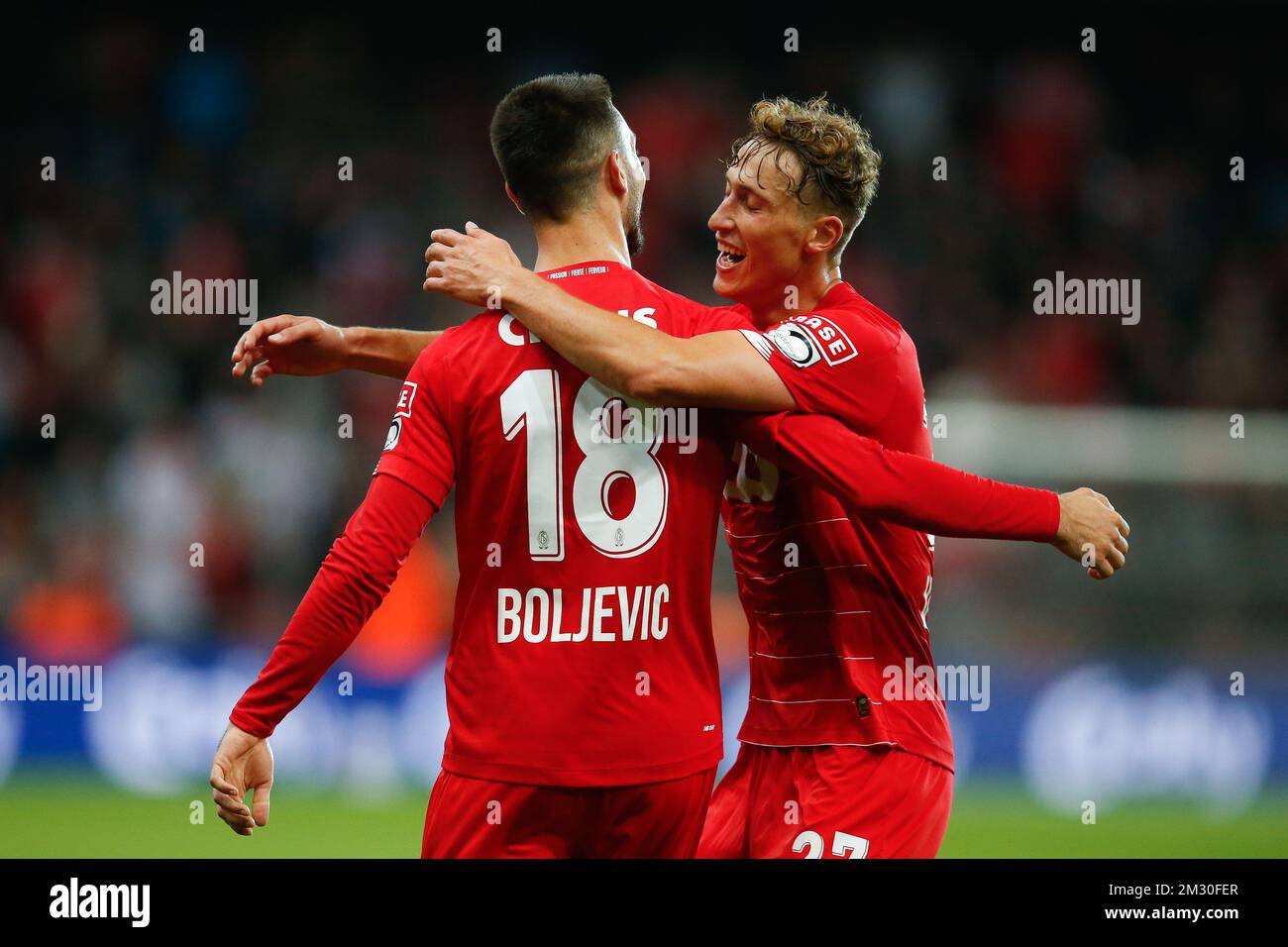 Standard's Aleksander Boljevic celebrates after scoring during a soccer game between Standard de
