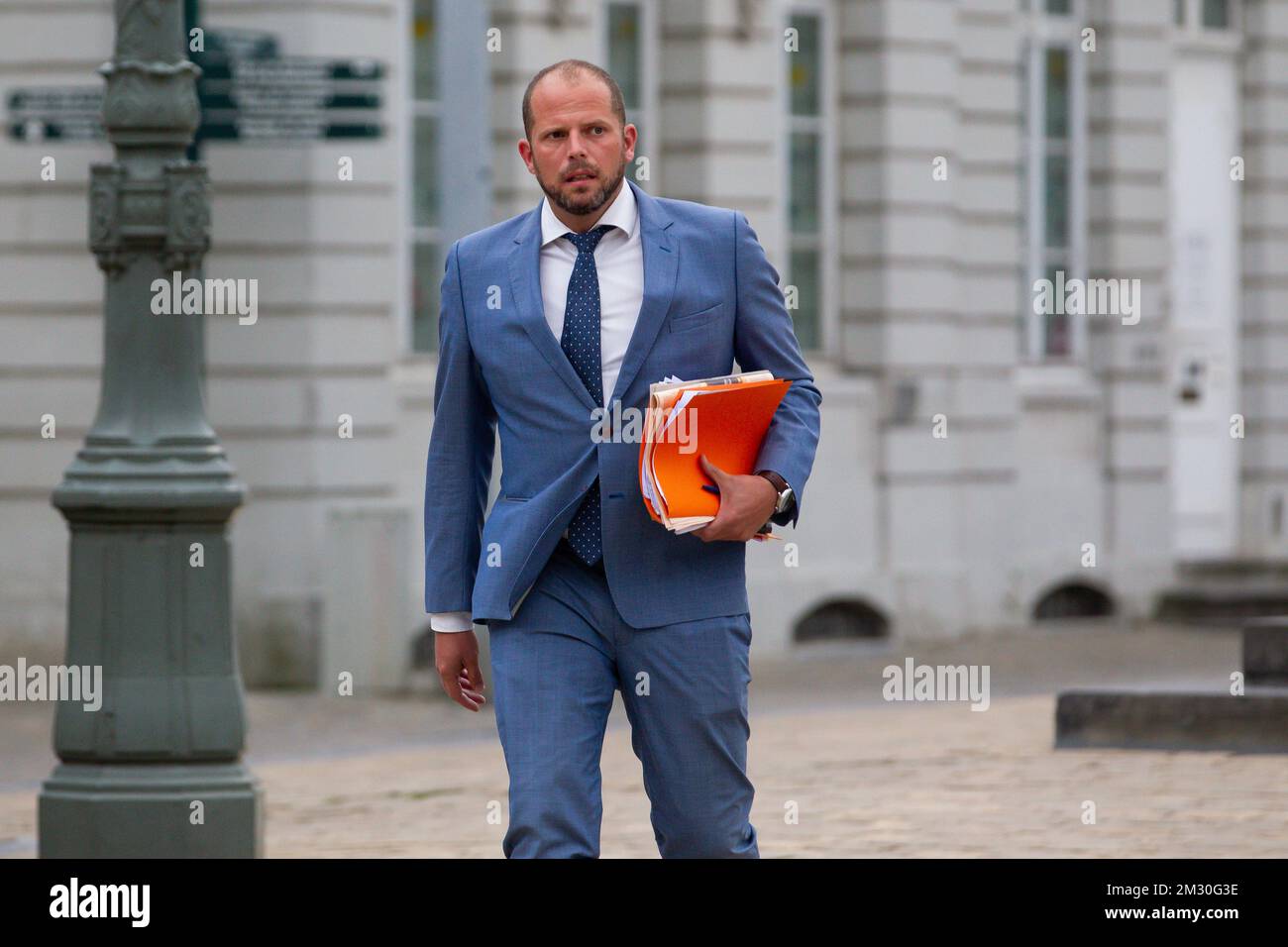 N-VA's Theo Francken arrives for a meeting regarding the formation of a new Flemish regional government, Friday 27 September 2019, in Brussels. BELGA PHOTO NICOLAS MAETERLINCK Stock Photo