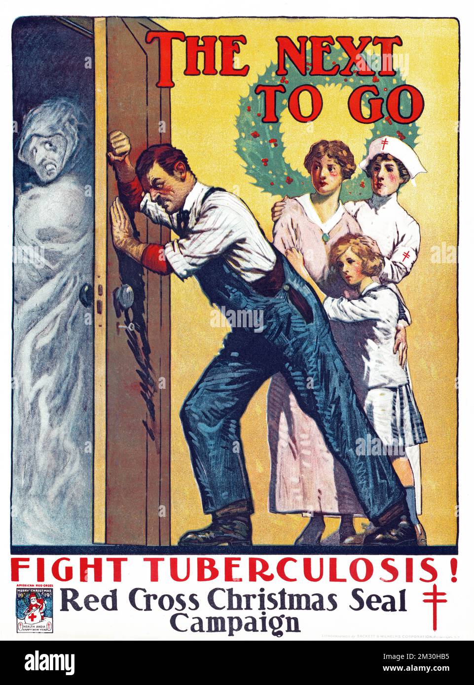 The next to go. Fight tuberculosis! Red Cross Christmas seal campaign. Published by New York - Sackett & Wilhelms Corp., 1919 Stock Photo