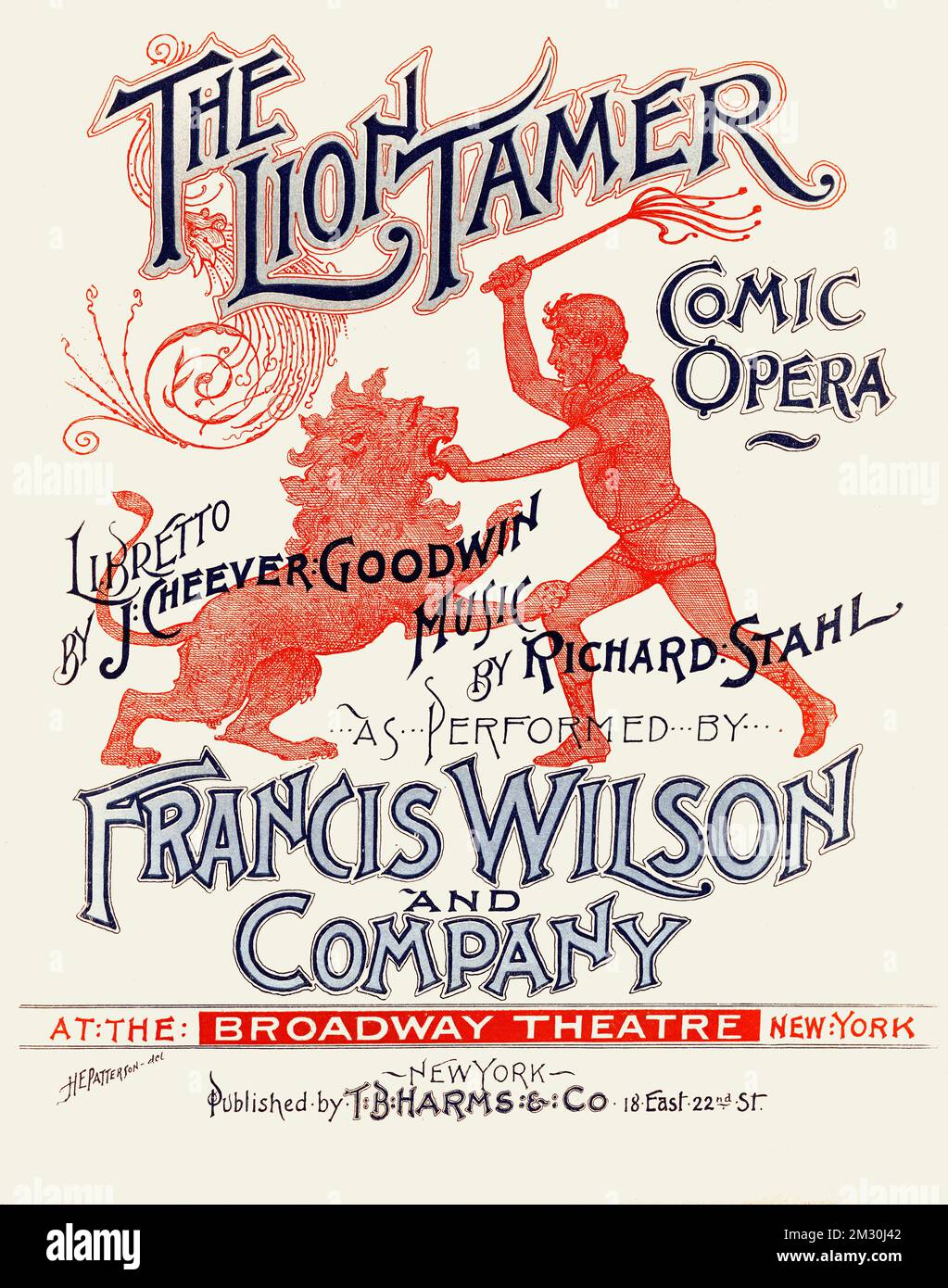 The Lion Tamer Comic Opera Francis Wilson and Company, notated music - sheet music book - retouched version Stock Photo