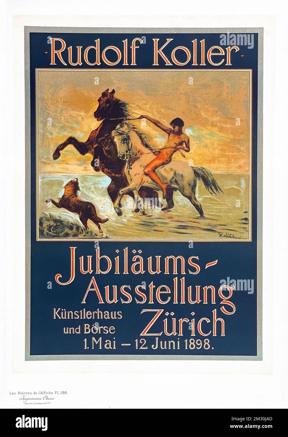 Vintage poster - Maitres Affiches by Koller - Jubilaums Ausstellung Zürich, Künstlerhaus und Börse. 1898. Plate 188 Stock Photo