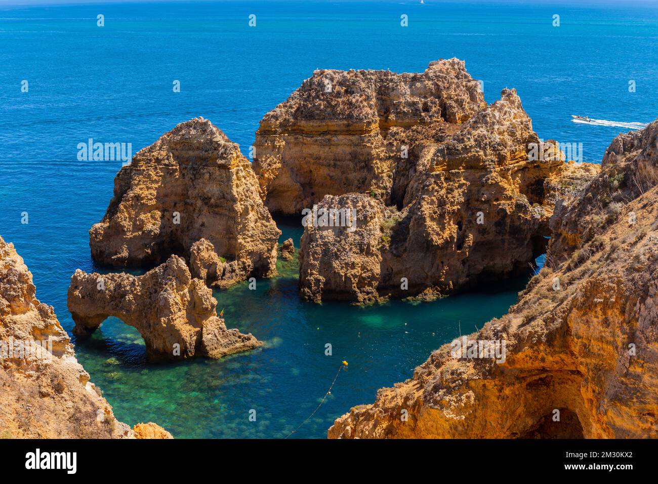 Cliffs and atlantic ocean at Ponta da Piedade, Lagos, Portugal Stock
