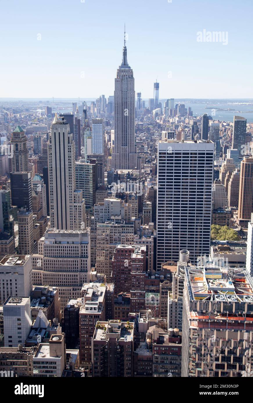 The aerial view of Manhattan downtown skyscrapers (New York City Stock ...