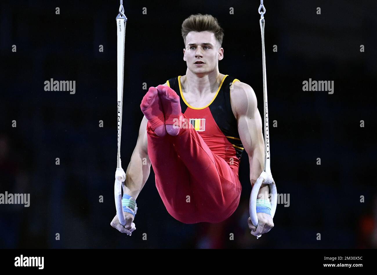 Belgian gymnast Luka Van den Keybus pictured in action during the still