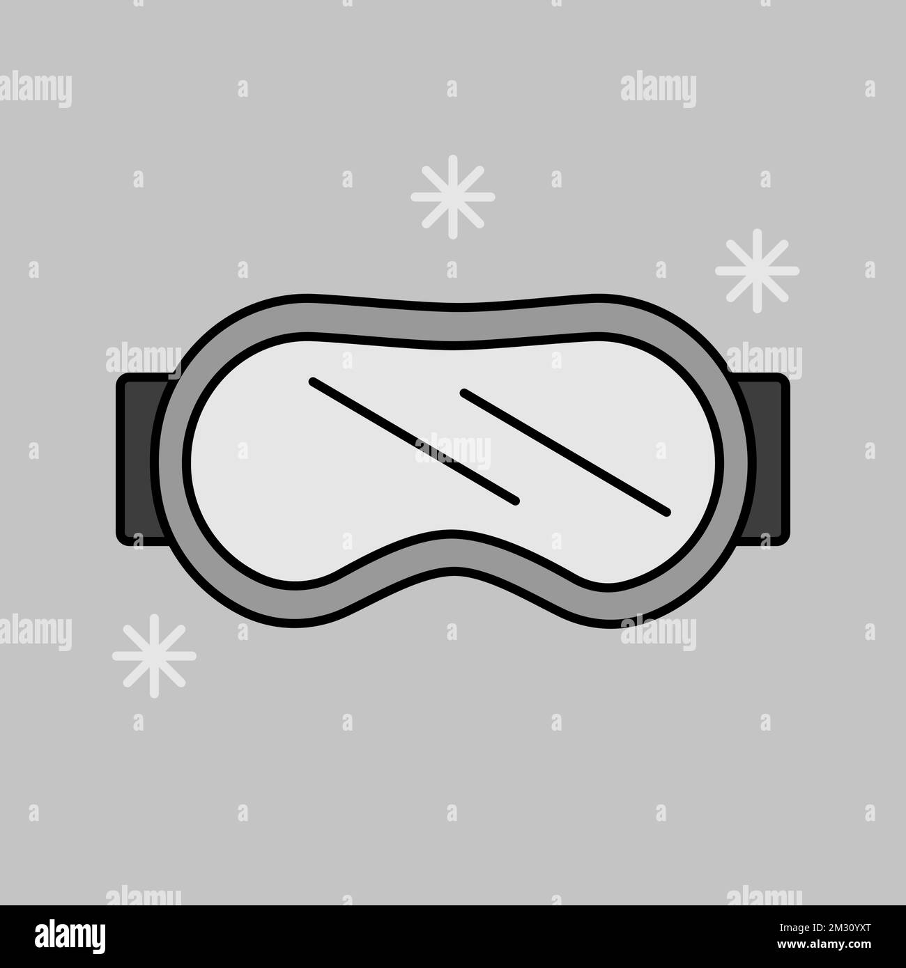 Classic snowboard ski goggles vector isolated grayscale icon. Winter sign. Graph symbol for travel and tourism web site and apps design, logo, app, UI Stock Vector